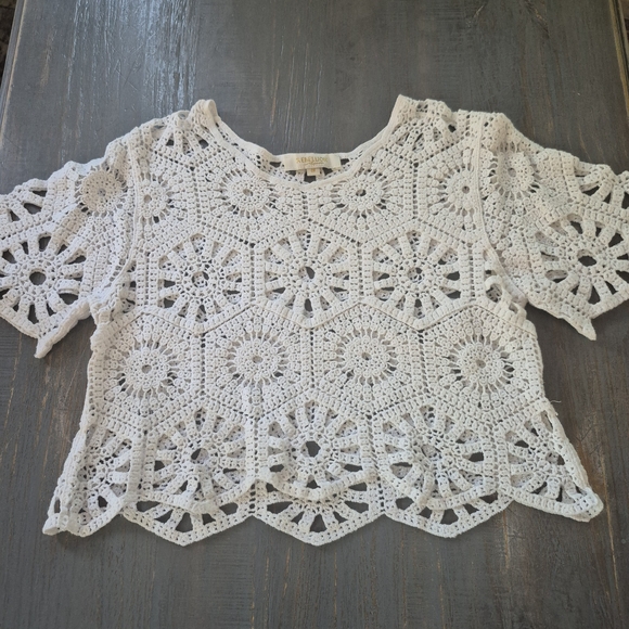 Rebellion Tops - Rebellion White Crochet Women's Blouse